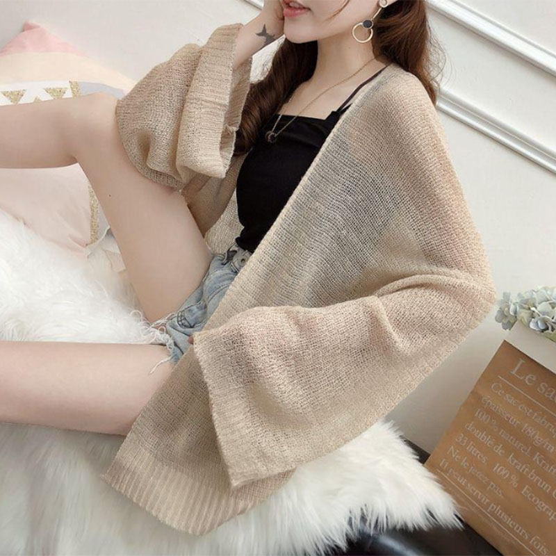Spring Autumn Sheer Knit Cardi - Crop Cardigan Vintage ulasan dan harga