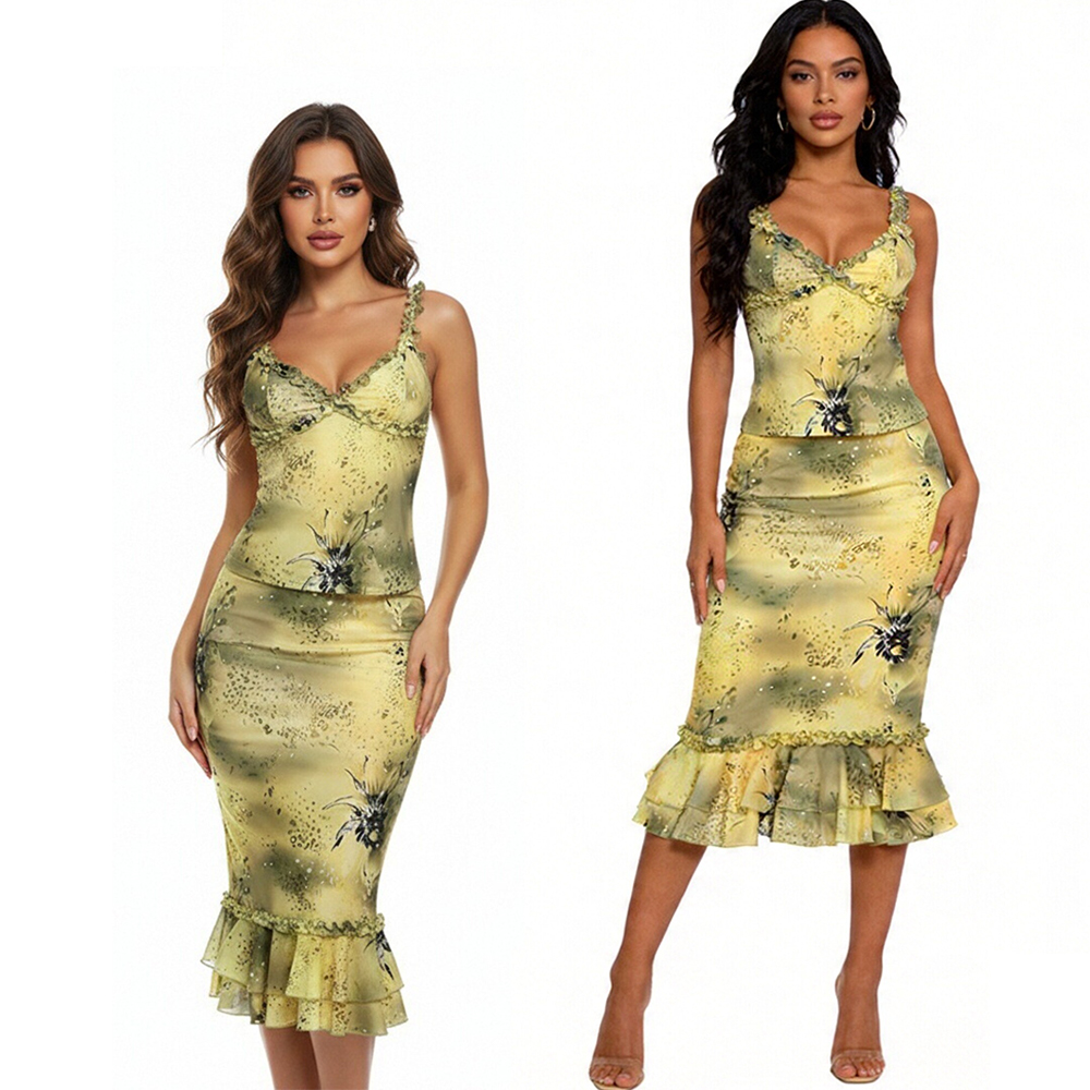 Women's Dress 2 Piece Floral P - V Vintage Fashion ulasan dan harga