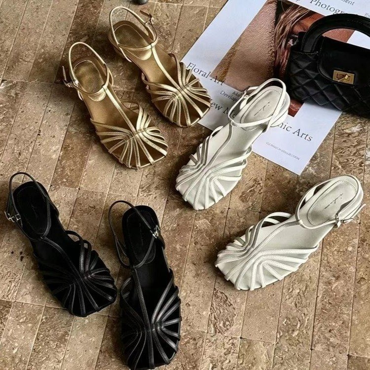 French-style Vintage Woven Toe - Vintage Fashion Outfit ulasan dan harga