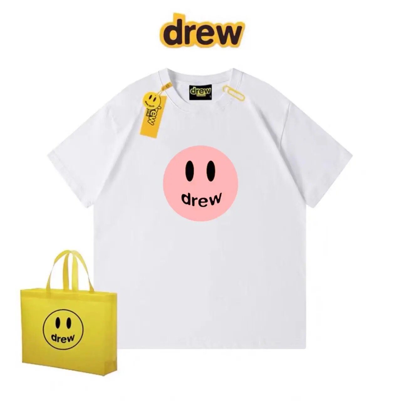 Drew House Pink Smiley T Shirt - Vintage Fashion Houses ulasan dan harga