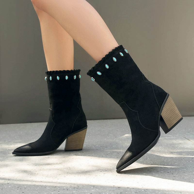 Women Western Cowboy Boots Poi - Vintage And Modern Fashion ulasan dan harga
