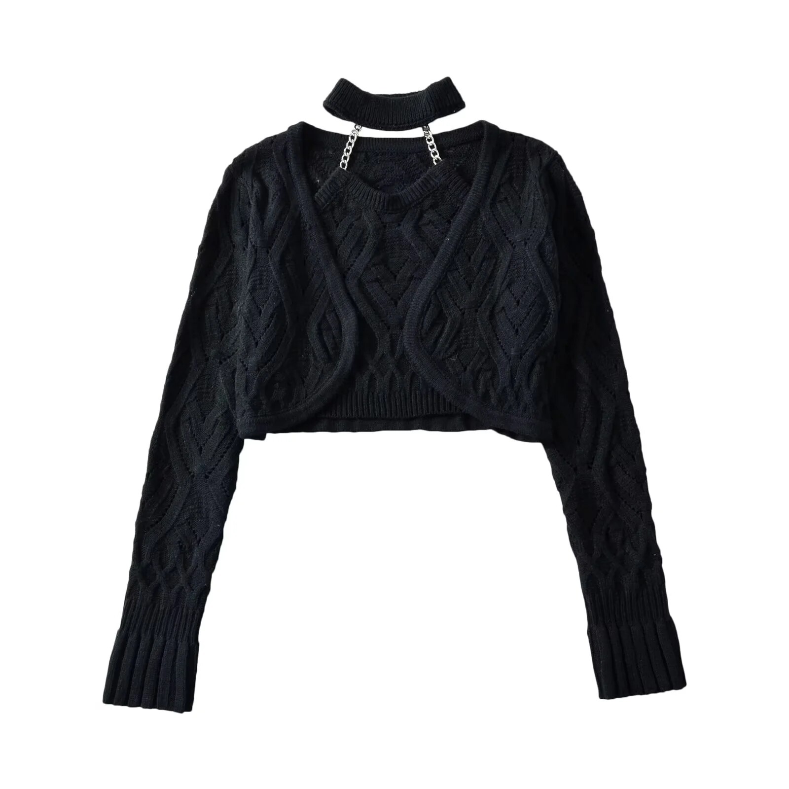 Women Black Halter Cropped Cam - Crop Cardigan Vintage ulasan dan harga