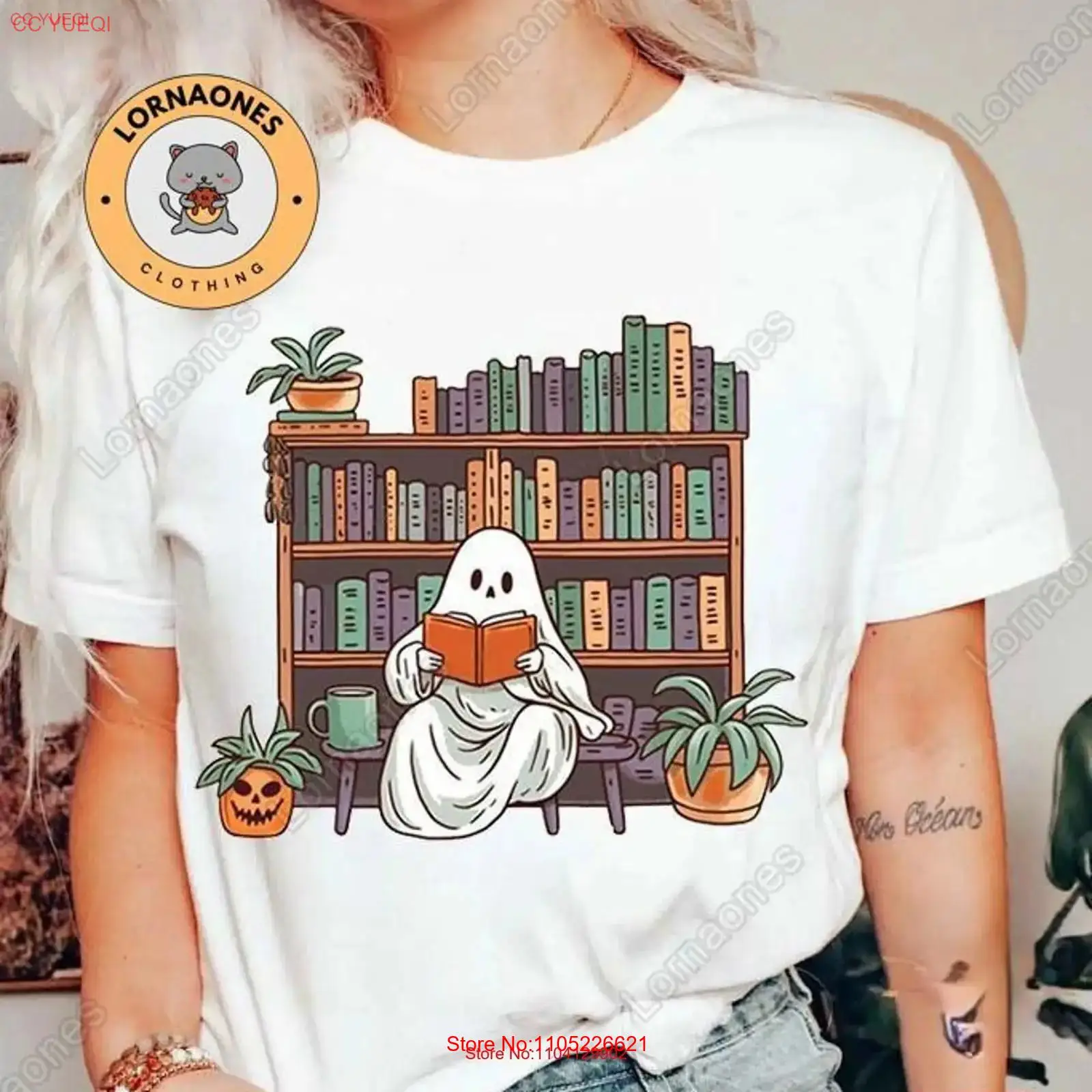 Halloween GhosT T Shirt Readin - Vintage Fashion Library ulasan dan harga