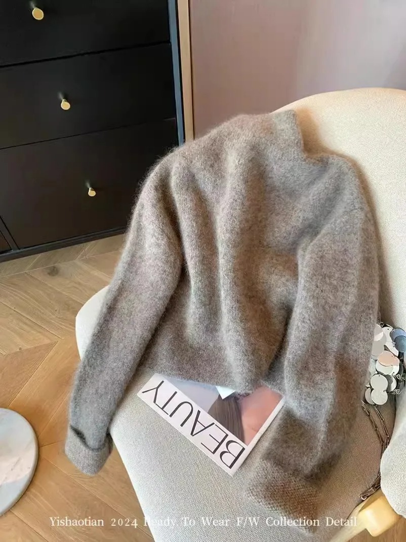 Fall Women Old Money Cuddly Ca - Crop Cardigan Vintage ulasan dan harga