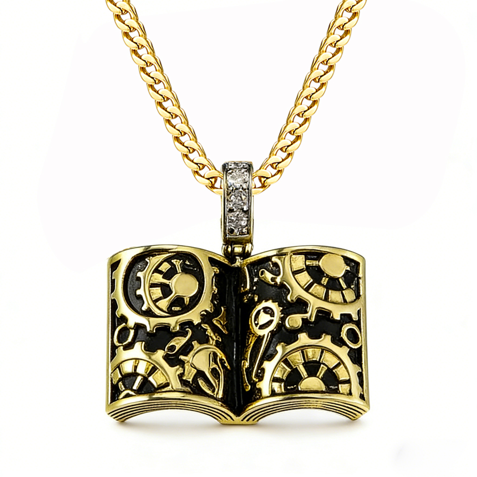 VANAXIN Punk Retro Book Pendan - Vintage Fashion Library ulasan dan harga