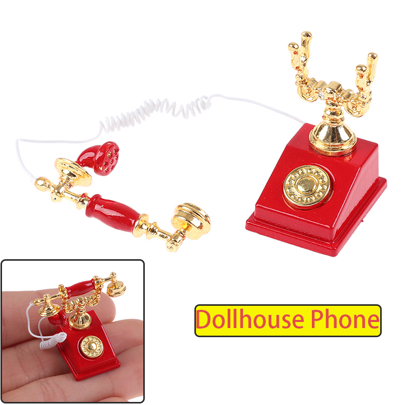 1:12 Vintage Phone Dollhouse M - Vintage Fashion Houses ulasan dan harga