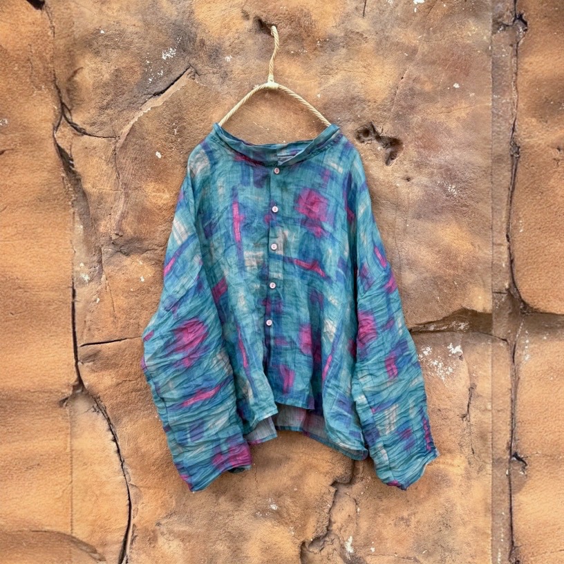 Ramie Long Sleeves Floral Prin - Crop Cardigan Vintage ulasan dan harga