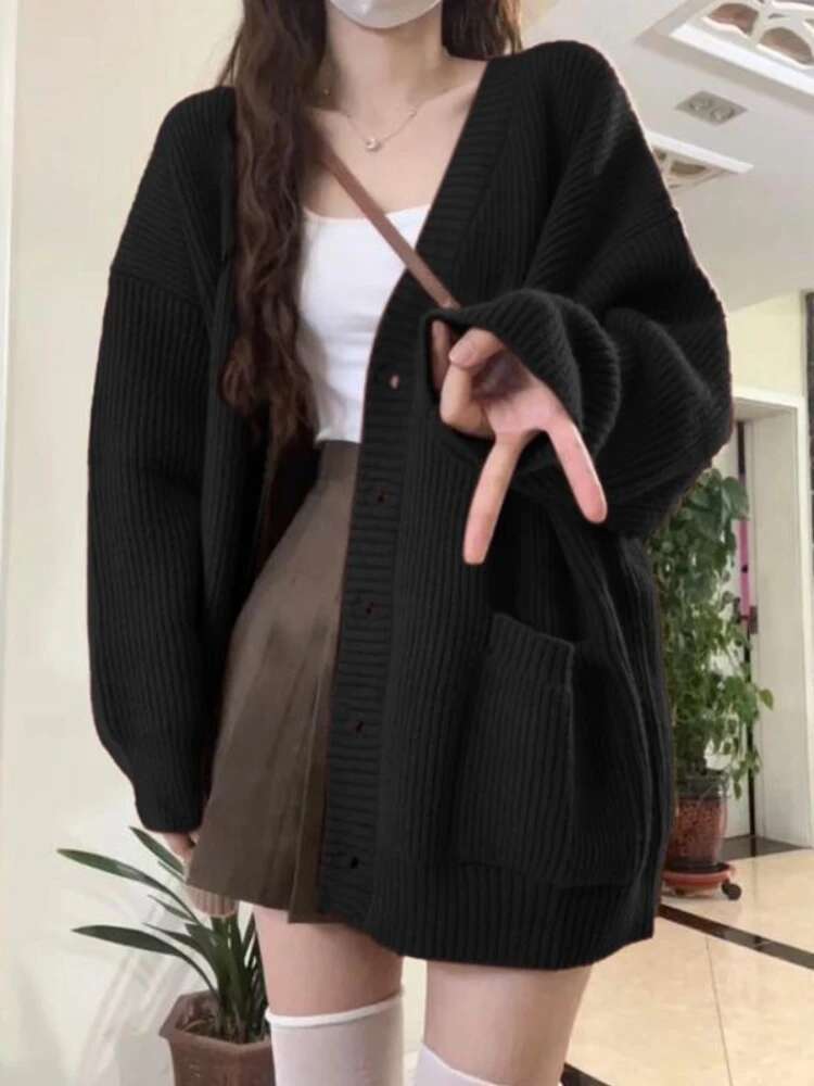 Loose Cardigan Women Long Slee - Crop Cardigan Vintage ulasan dan harga