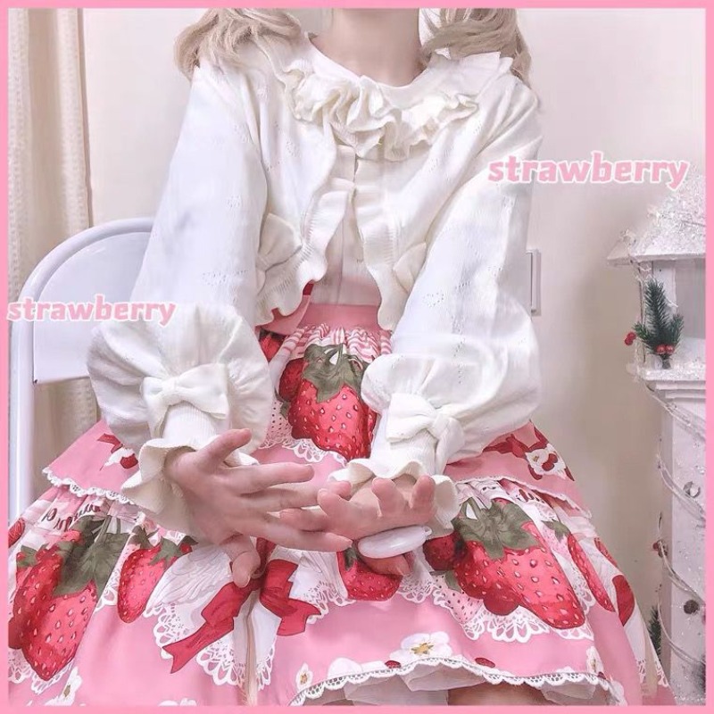 Japanese Lolita Heart Cut-out  - Crop Cardigan Vintage ulasan dan harga