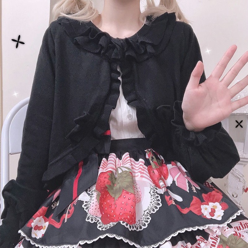Japanese Lolita Heart Cut-out  - Crop Cardigan Vintage ulasan dan harga