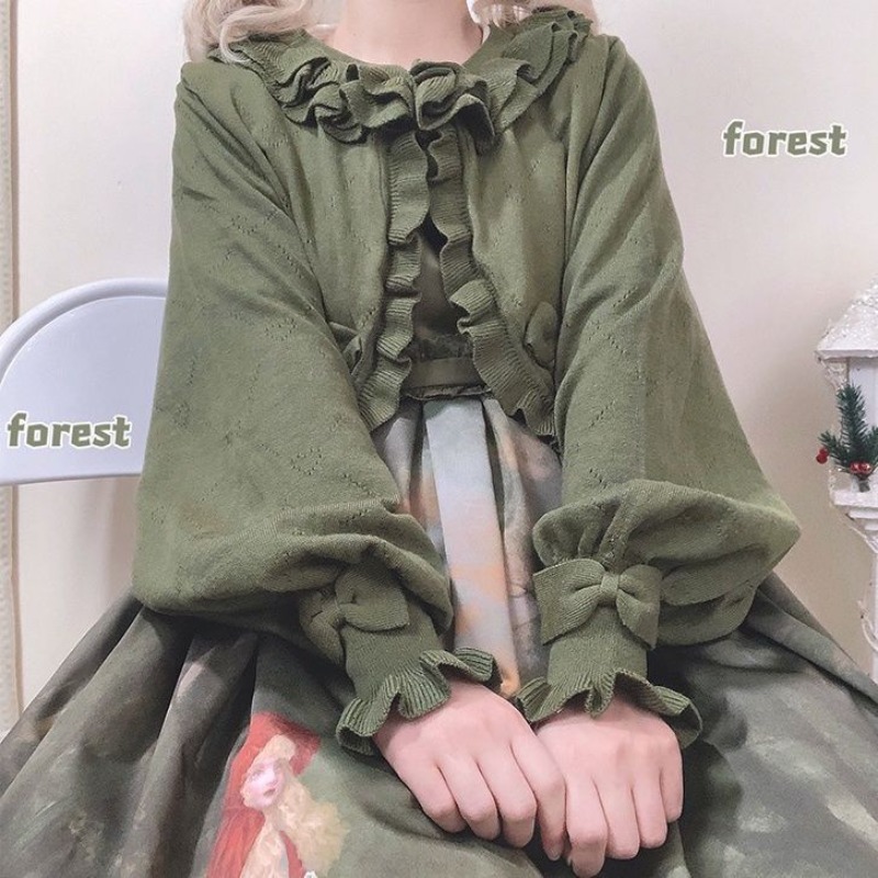 Japanese Lolita Heart Cut-out  - Crop Cardigan Vintage ulasan dan harga