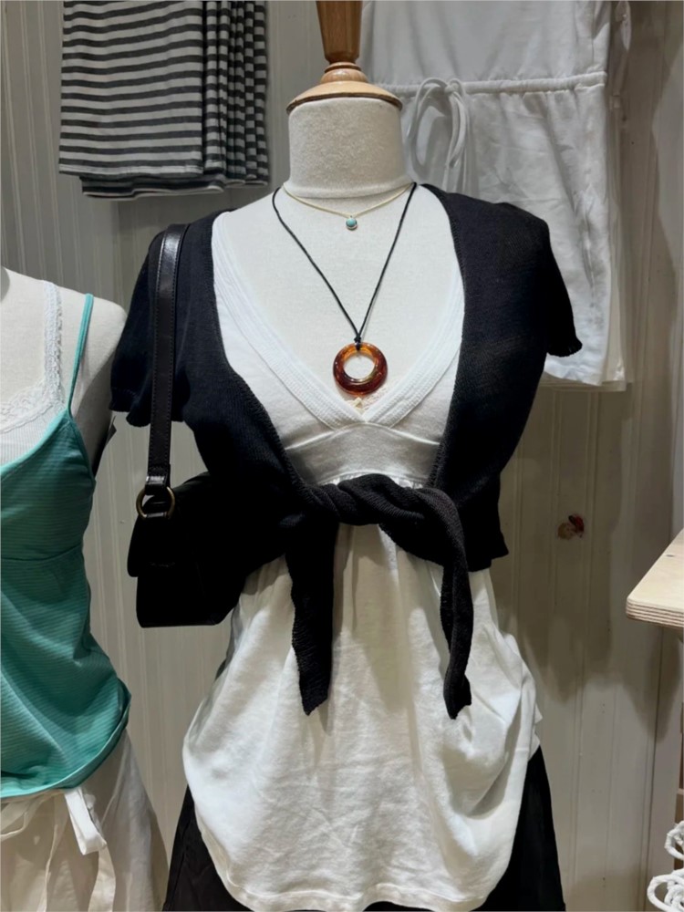 Black Cropped Lace-up Cardigan - Crop Cardigan Vintage ulasan dan harga